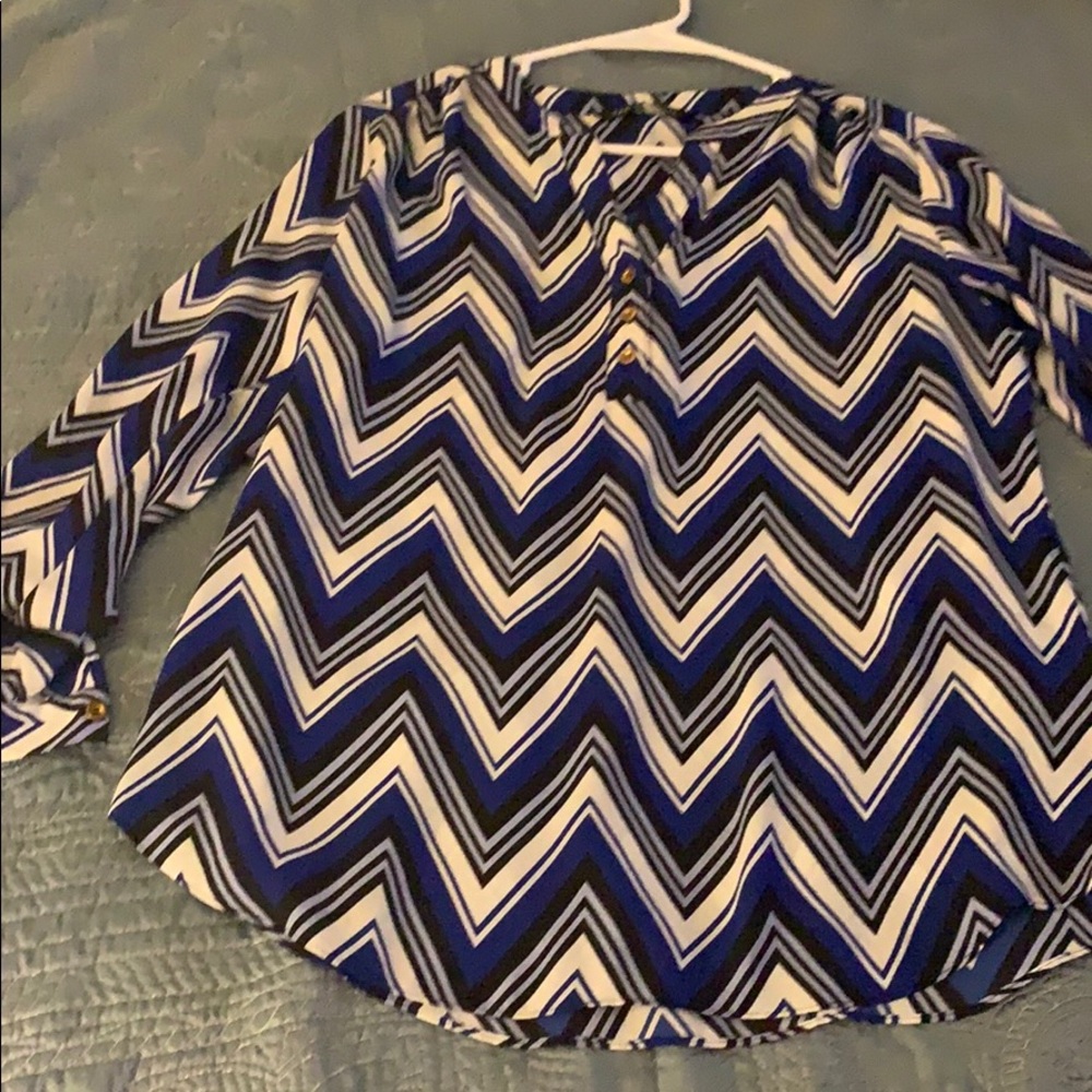 Black, royal, white and grey chevron shirt